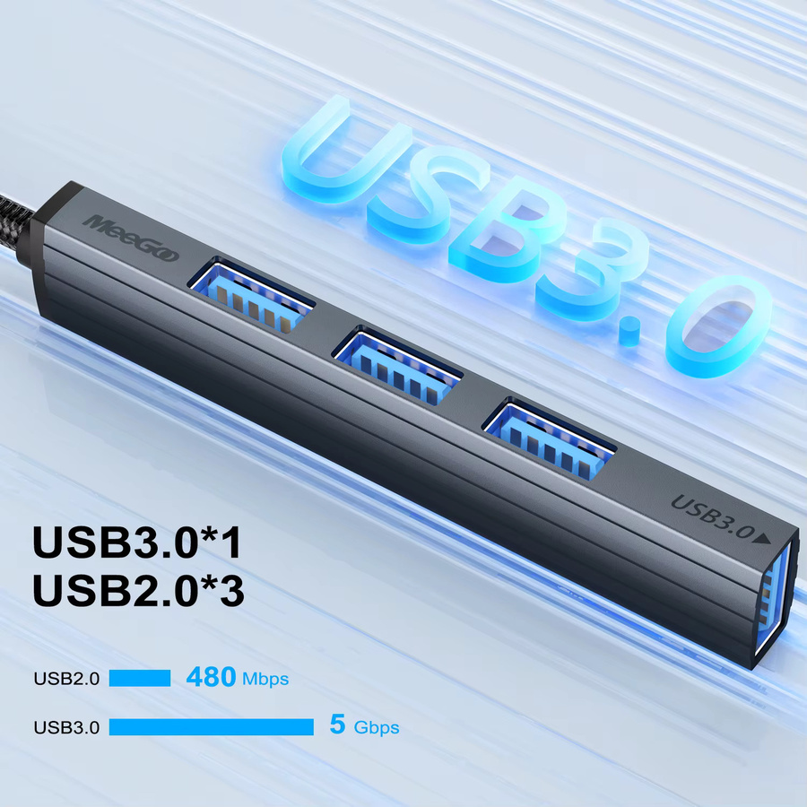 MeeGoo 5-in-2 USB-C Hub Splitter in Grau mit OTG-Unterstützung für Laptop und Smartphone zur Datenübertragung von USB-Sticks und SD-Karten - Bild 3