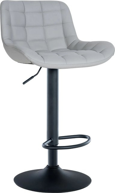 DELUKE Barhocker CARAM Barstuhl aus Kunstleder in Grau, höhenverstellbar, drehbar mit Lehne, B/T/H: 48 x 54 x 81 cm - Bild 1