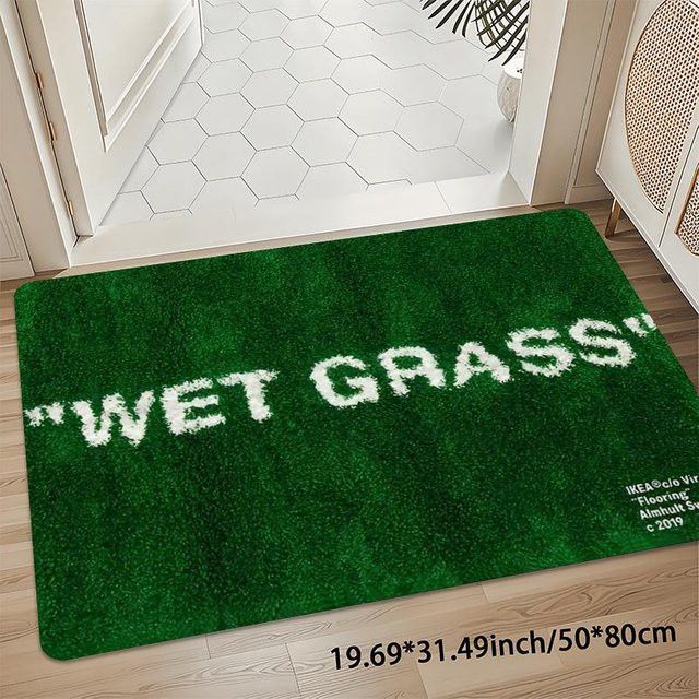 VIKAMA Light Luxury Bodenmatte Wet Grass in Grün für Eingangsbereich, Badezimmer oder Schlafzimmer - Bild 1