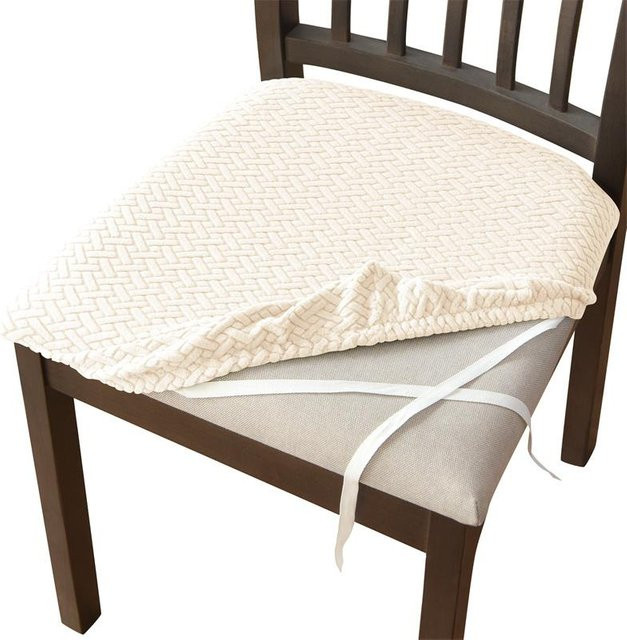Jacquard Stuhlsitzbezug mit Gurten für Esszimmer, elastischer Stuhlbezug aus Polyester und Elasthan in schlichtem Design - Bild 1