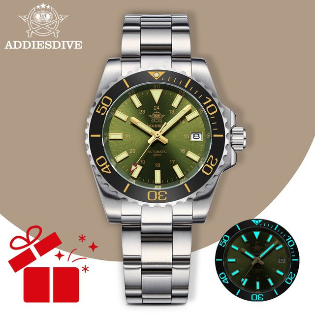 ADDIESDIVE Armbanduhr, Automatik, Edelstahl, Keramik, Saphirglas, Blau, Herren - Bild 1