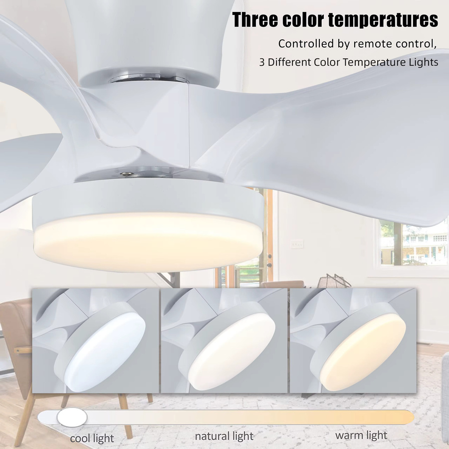 IRALAN Moderner Deckenventilator mit LED-Licht in Weiß, 22 Zoll mit Fernbedienung und Timer für Schlafzimmer und Innenbereich - Bild 2