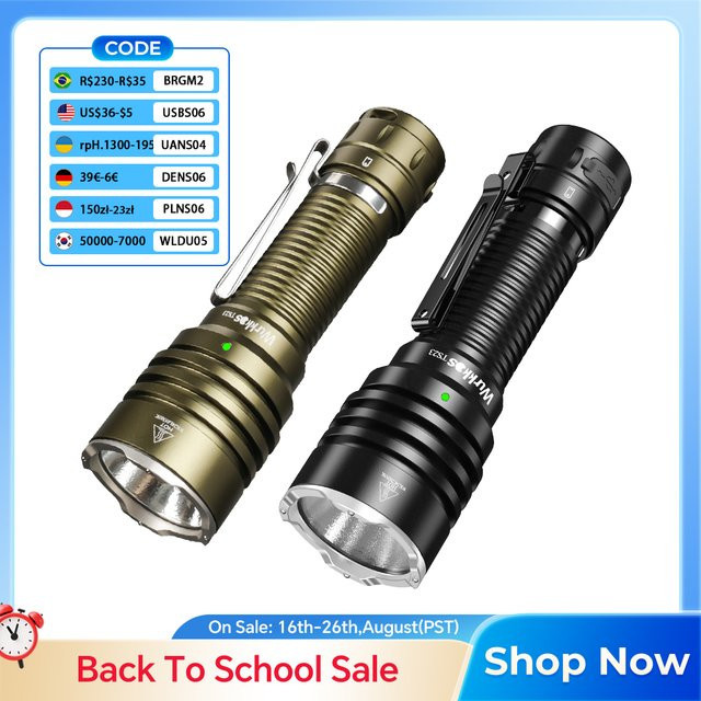 Wurkkos TS23 Taktische LED Taschenlampe Schwarz, 5000 Lumen, Wiederaufladbar, IP68 Wasserdicht - Bild 1