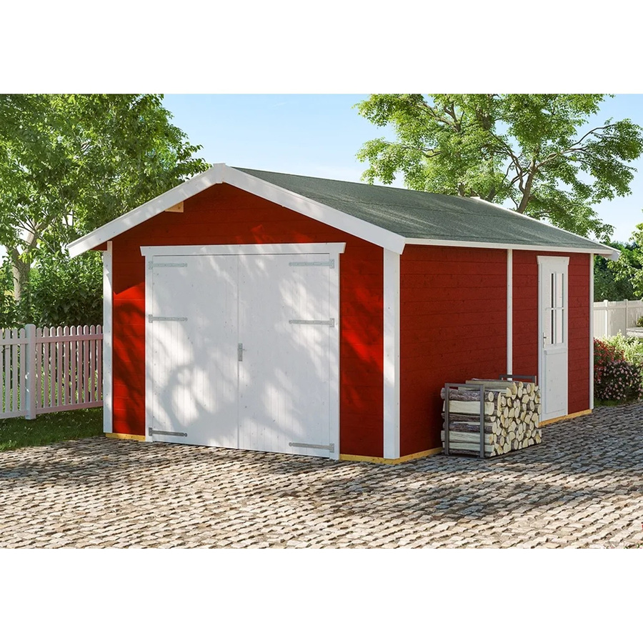 Holzgarage Varberg 1 von Skanholz in Schwedenrot, B/T: 370 x 525 cm - Bild 2