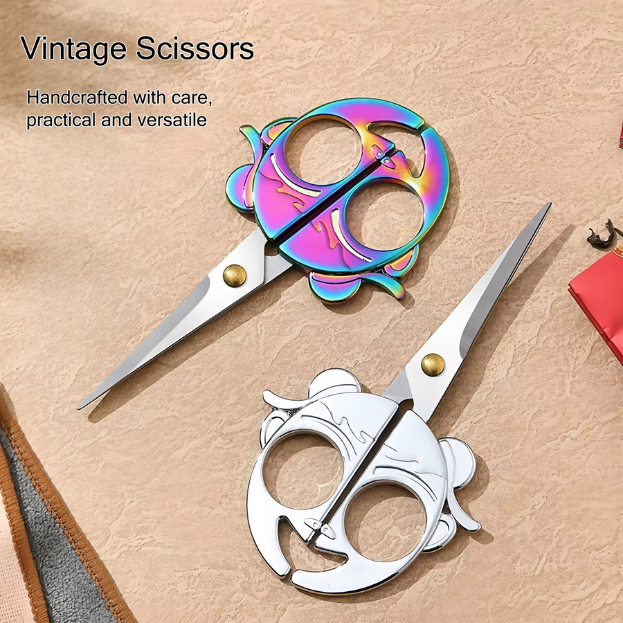 Vintage Schneiderschere aus Edelstahl für Stickerei und Handarbeit in Multicolour - Bild 4