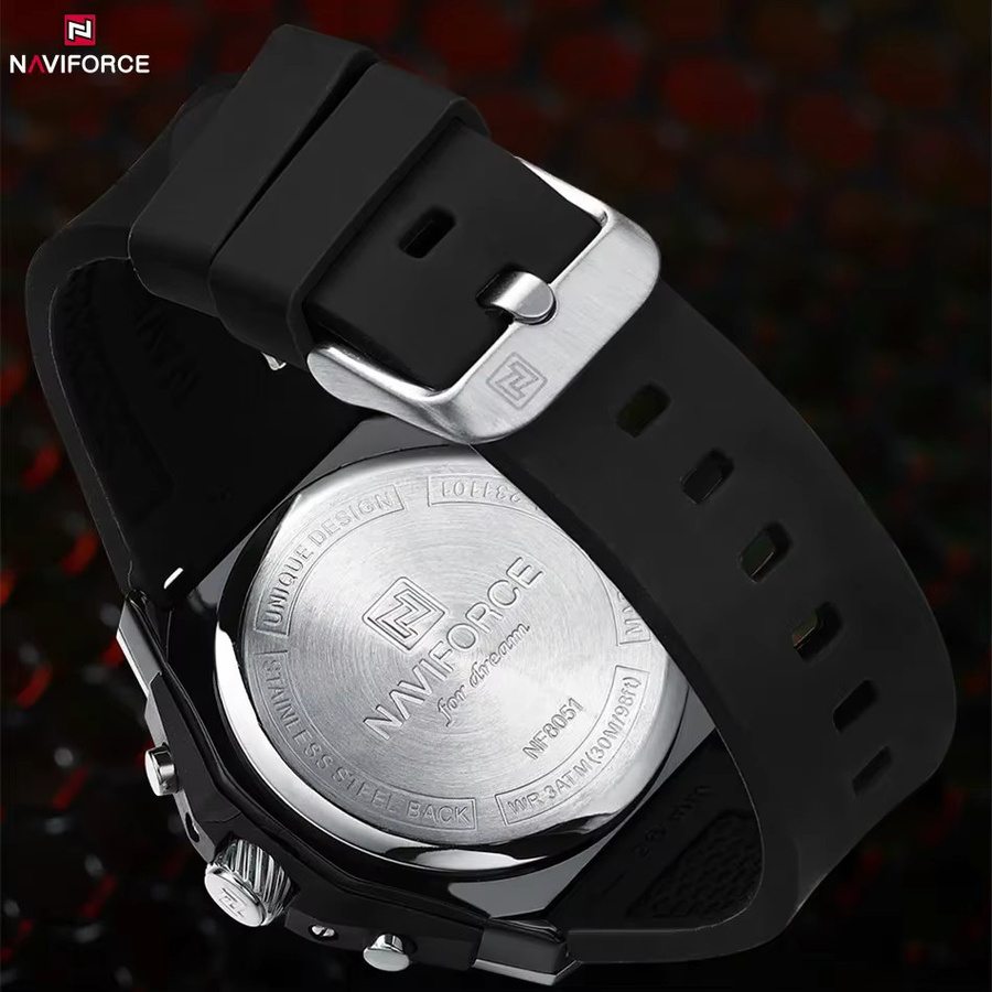 NAVIFORCE Armbanduhr, Quarz, Silikonarmband, Schwarz, Herren - Bild 5