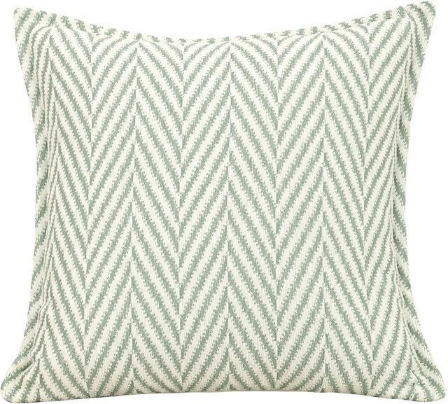 JMG Clothing Kissenbezug Retro Fischgräten Chenille Jacquard in Grün, B/H: 45 x 45 cm - Bild 1