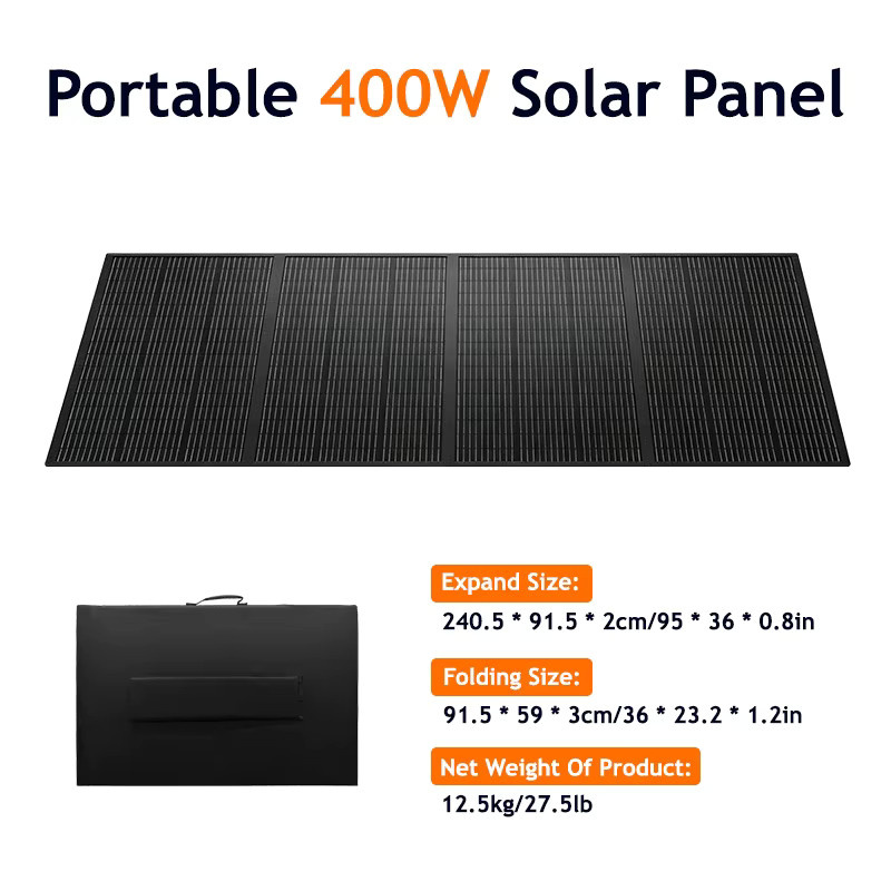 CHUBAN Tragbares 400W Solarpanel-Set, Wasserdichtes Faltbares Solarladegerät in Schwarz für Camping und Wohnmobil - Bild 6