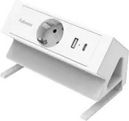 Fellowes Tischsteckdosenleiste Power Desk in Weiß mit USB-A und USB-C Anschlüssen - Bild 1