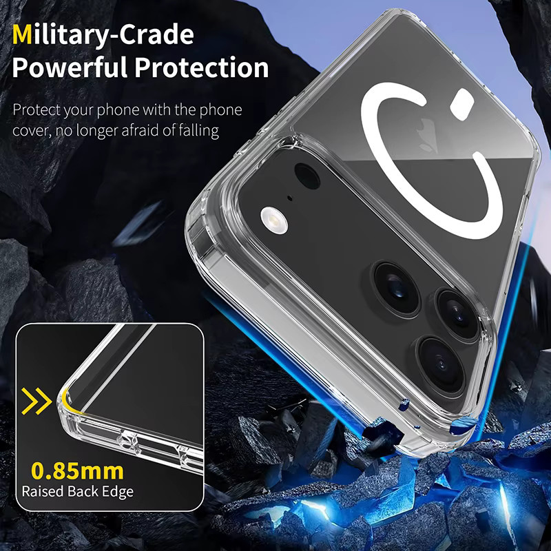 GERPALLI Magnetische Klarsichthülle für iPhone 18 17 Pro Max 16 15 14 13 mit MagSafe und Kamera-Steuerungstaste, Transparent, Stoßfest mit weichen Kanten und harter Rückseite - Bild 3