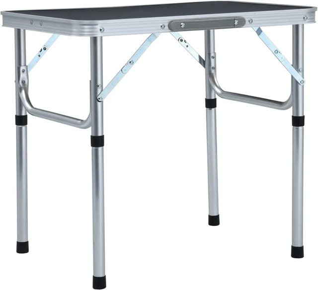 vidaXL Klappbarer Campingtisch aus Aluminium und MDF in Grau, B/T: 60 x 45 cm - Bild 1