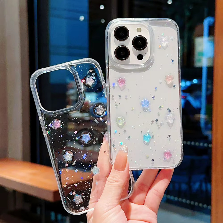 3D Crystal Star Glitzerhülle für iPhone 16 15 14 13 12 11 Pro Max Plus Transparent - Bild 5
