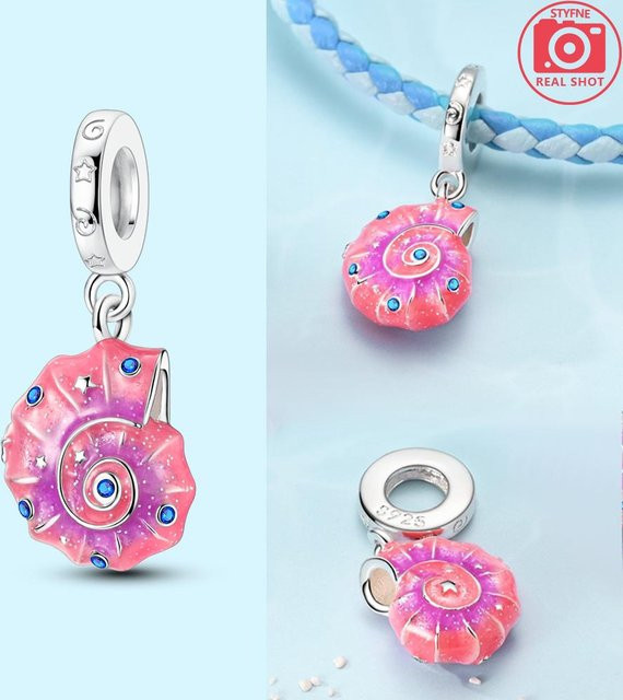 Pandara Jewelry Charms Anhänger, Kupfer, Rosa Muschel, Zirkonia, Perle, Damen - Bild 1