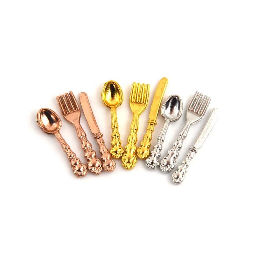 DIAPER&CORED Puppenhaus Miniatur Gabel Messer Suppe Geschirr, 12-teiliges Set - Bild 1