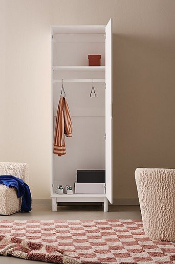 Jotex CAMPO Kleiderschrank in Weiß mit Scharniertüren und Kleiderstange für Kinderzimmer B/T/H: 60 x 50 x 185 cm - Bild 1