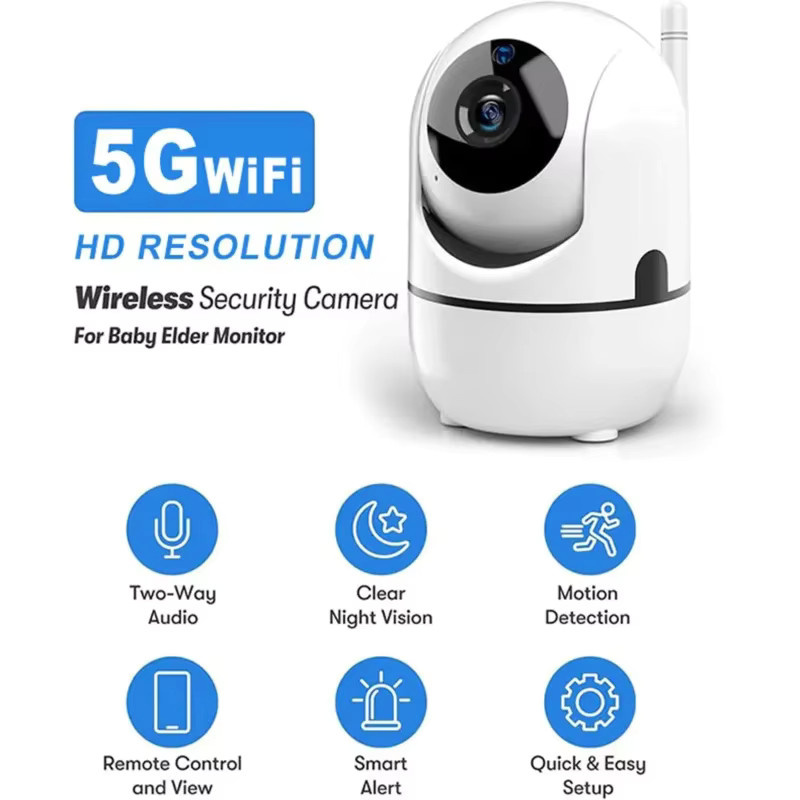 Lenovo Smart Home Mini-Kamera mit Auto-Tracking, 1080P WLAN IP-Kamera, Nachtsicht, kabellose Netzwerk-CCTV-Videokamera für Babyüberwachung und Sicherheit, Weiß - Bild 4