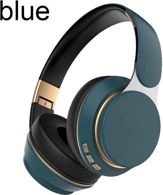 JQIQLY Faltbarer kabelloser Bluetooth 5.0 Stereo-Kopfhörer mit HD-Mikrofon und TF-Kartenslot in Blau - Bild 1