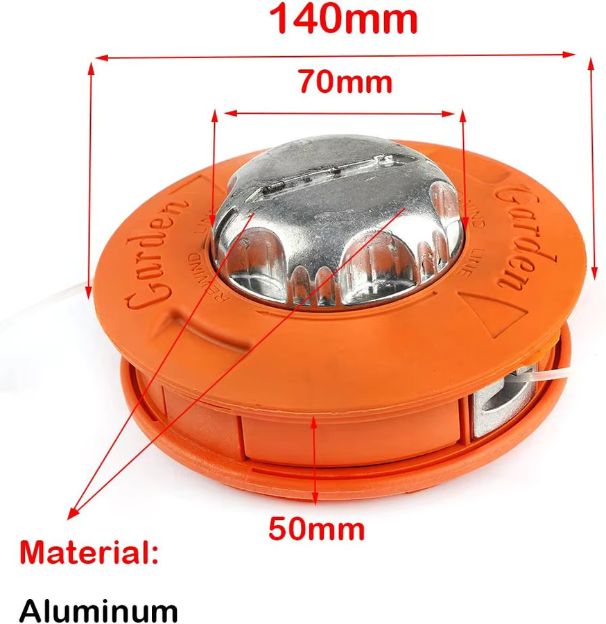 Aluminium Universal Bump Feed Line Trimmer Kopf mit M10x1.5 Gewinde für linkslaufende Rasenmäher in Orange - Bild 1