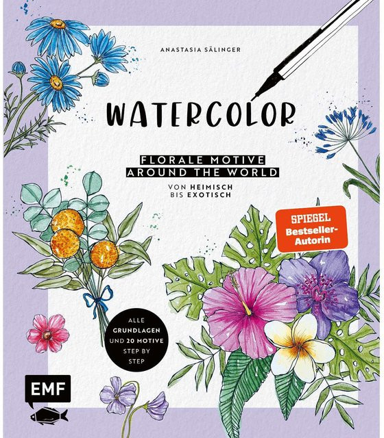 EMF Watercolor - Florale Motive Around The World Malbuch für Erwachsene von Anastasia Sälinger - Bild 1