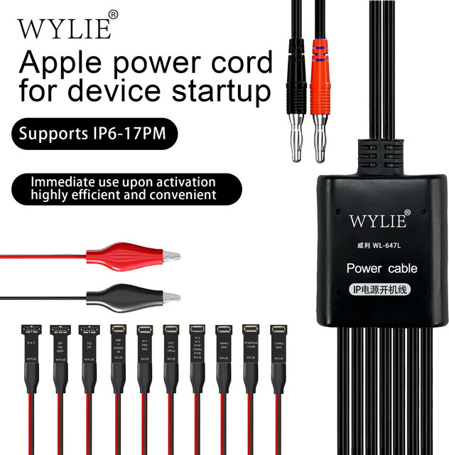 WYLIE WL-647L Boot-Stromkabel für iPhone 6 bis 17 Pro Max, Telefonreparatur-Testkabel mit Originalanschluss - Bild 1