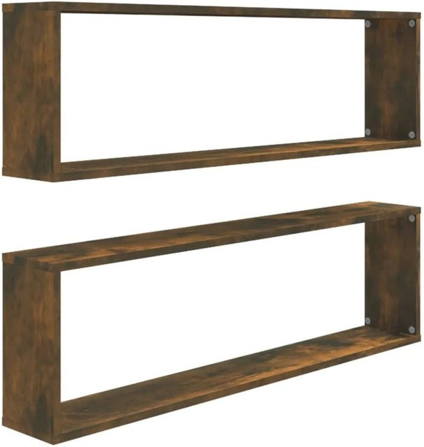 vidaXL Wandregale 2er Set aus Holzwerkstoff in Räuchereiche, B: 100 cm, H: 15 cm, T: 30 cm - Bild 1