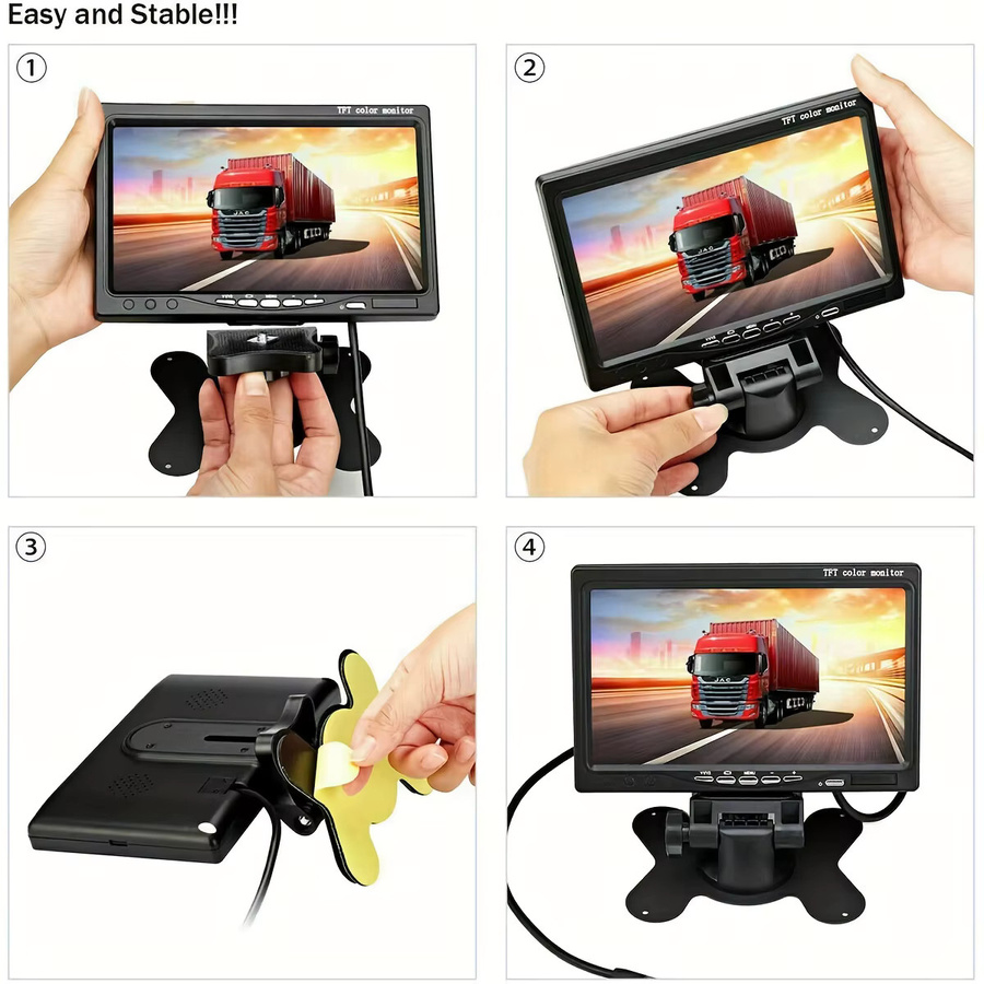 7 Zoll TFT LCD Monitor mit 18 IR LEDs Nachtsicht CCD Rückfahrkamera System für LKW und Wohnmobile, Schwarz - Bild 6