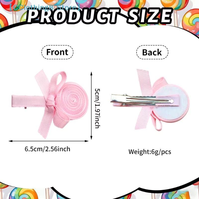 2 Stück Lollipop-Haarspangen mit Schleife und Bonbon-Motiv, Kinder - Bild 4