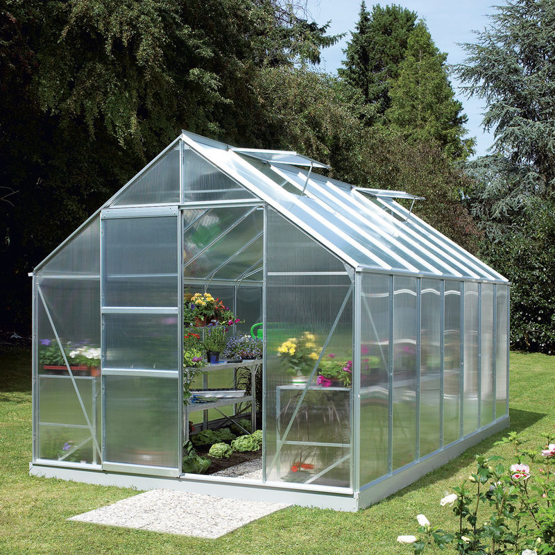 Vitavia Gewächshaus Merkur 11500 aus Aluminium eloxiert in Silber mit 11,5 m² Fläche, Polycarbonat-Dach und Schiebetür - Bild 3