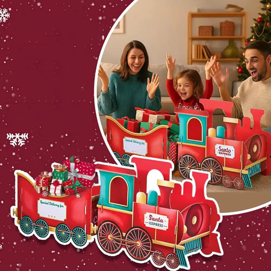 APWIKOGER Süßigkeiten Geschenkbox mit Zug Design aus Papier in Multicolor für Kinder und Weihnachtsdekoration - Bild 2