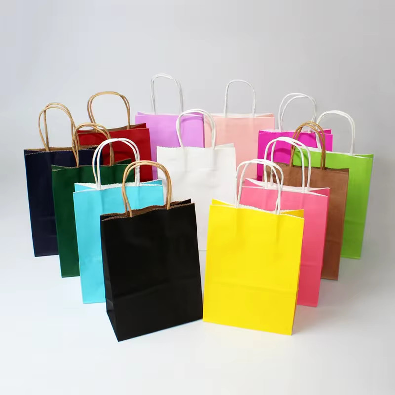 Multifunktionale DIY Kraftpapier-Geschenktaschen mit Griffen in Braun und Mehrfarbig für Partys und Geburtstage - Bild 2