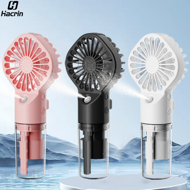 Tragbarer Mini-Luftbefeuchter-Ventilator von raugee in Pink, wiederaufladbarer USB-Handventilator mit Wasserspray, B/T/H: 15,7 x 6,8 x 6,8 cm - Bild 1