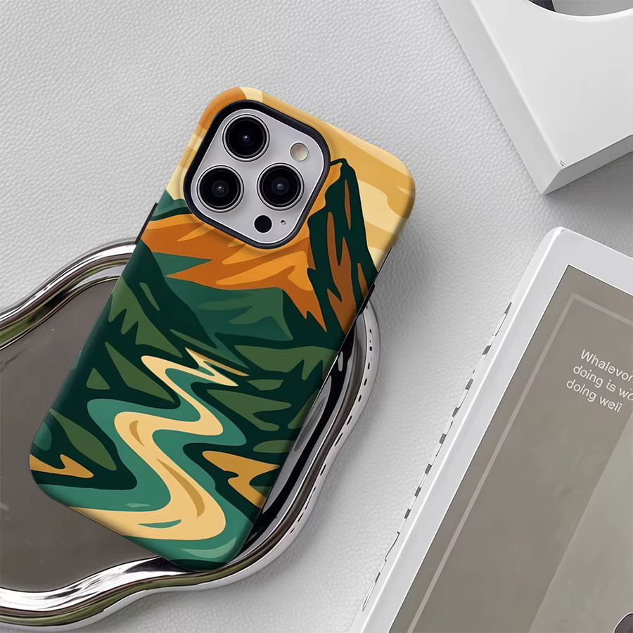 Mountain River Doppelschichtige Rückseiten-Handyhülle für iPhone 18 17 16 15 14 13 12 Pro Max Plus in Multicolour - Bild 5