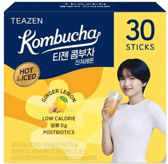 Teazen Kombucha Getränkepulver Ginger Lemon koffeinfrei 30 Stück - Bild 1