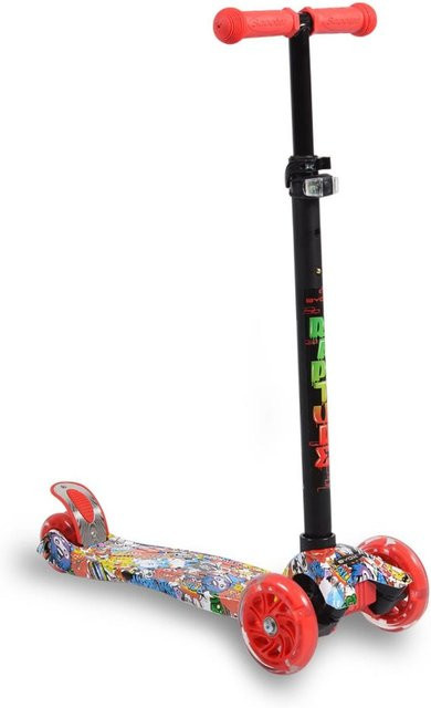 Byox Rapture Kinderroller Scooter aus Alu mit roten PU Leuchträdern - Bild 1