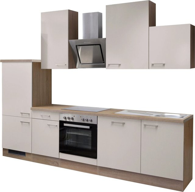 Flex-Well Exclusiv Küchenzeile Orlando Breite: 280 cm, Farbe: Kaschmir Glanz und Sonoma Eiche - Bild 1