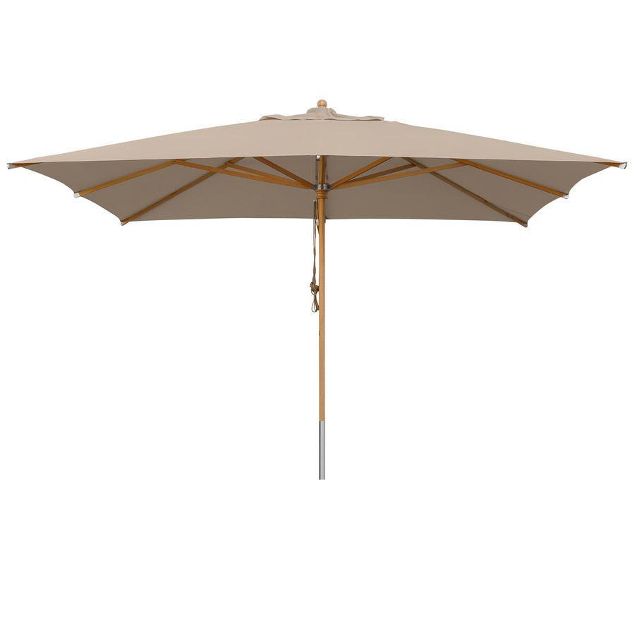 Anndora Sonnenschirm Dark Natural mit Buche-Holzgestell und UV-Schutz, B/T/H: 400 x 400 cm, Beige/Braun - Bild 1