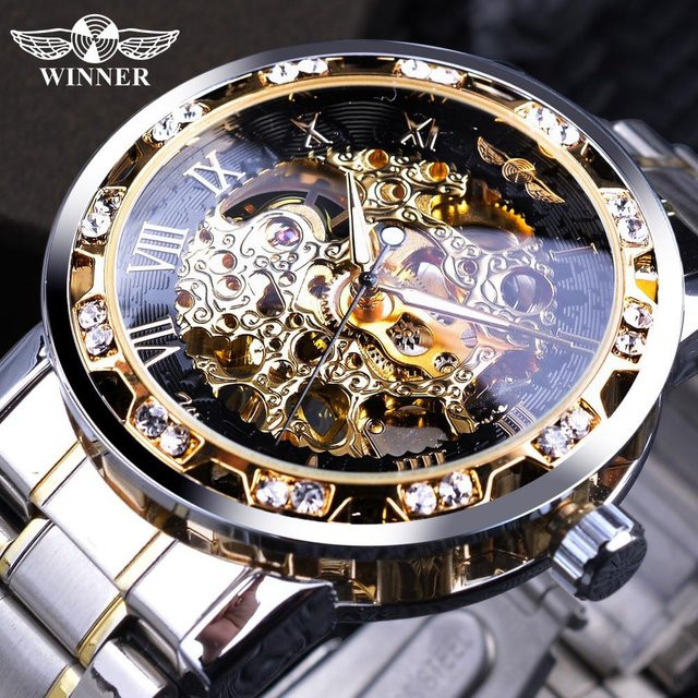 T-Gewinner Armbanduhr, Mechanisch, Skeleton, Edelstahl, Schwarz/Gold, Herren - Bild 1