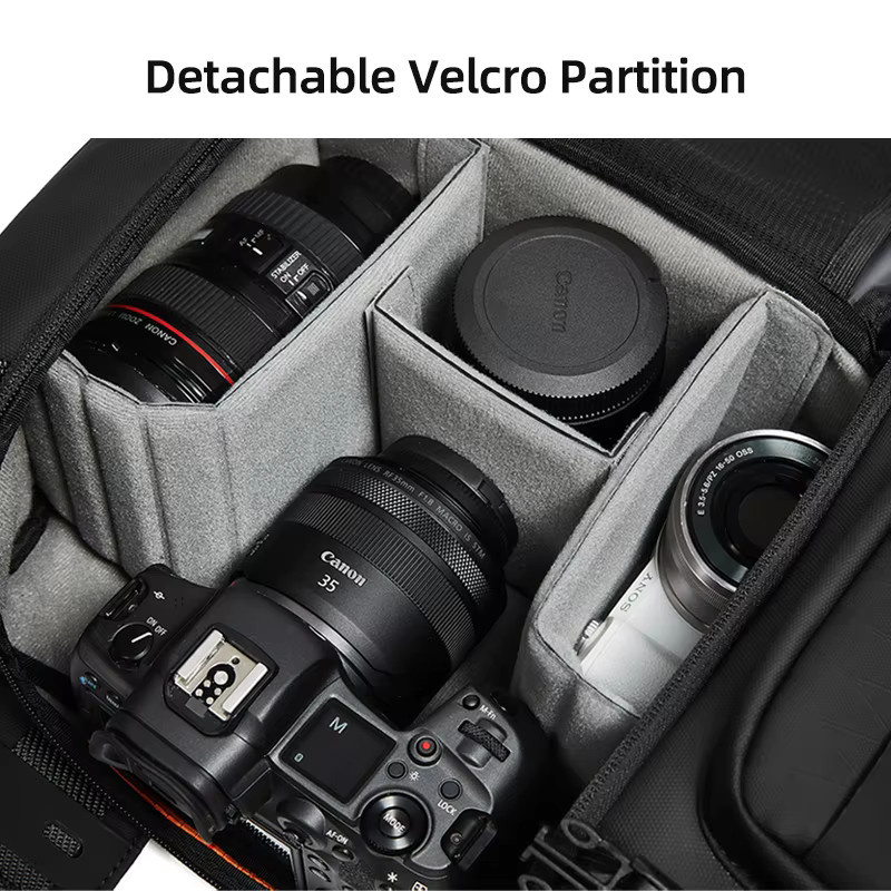 Schwarze Herren SLR-Kamera-Umhängetasche für Outdoor-Sport und Reisen mit Stativkompatibilität - Bild 2