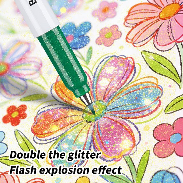 Hopk Glitzer-Metallic-Pinselstifte-Set mit 6 Farben in Multicolour für Journaling, Scrapbooking und Kalligraphie - Bild 1