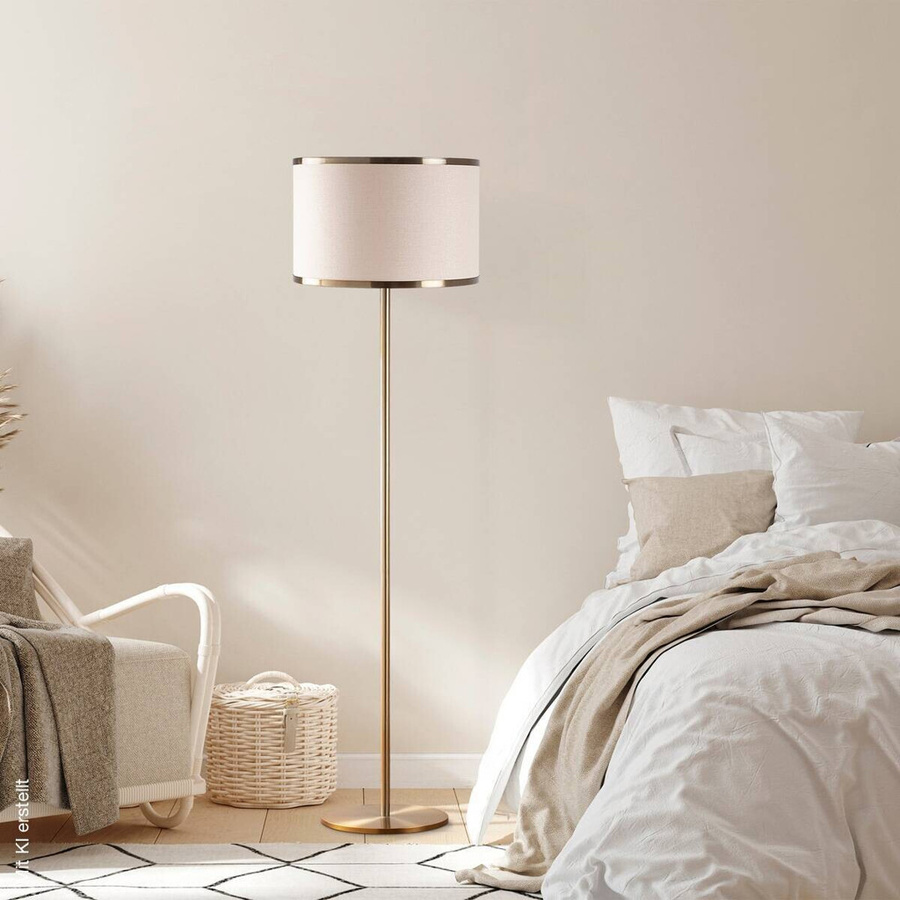 Opviq Stehlampe Way in Beige mit Stoff und Metall, B/T/H: 40 x 40 x 156 cm, E27, Gold/Messing - Bild 2