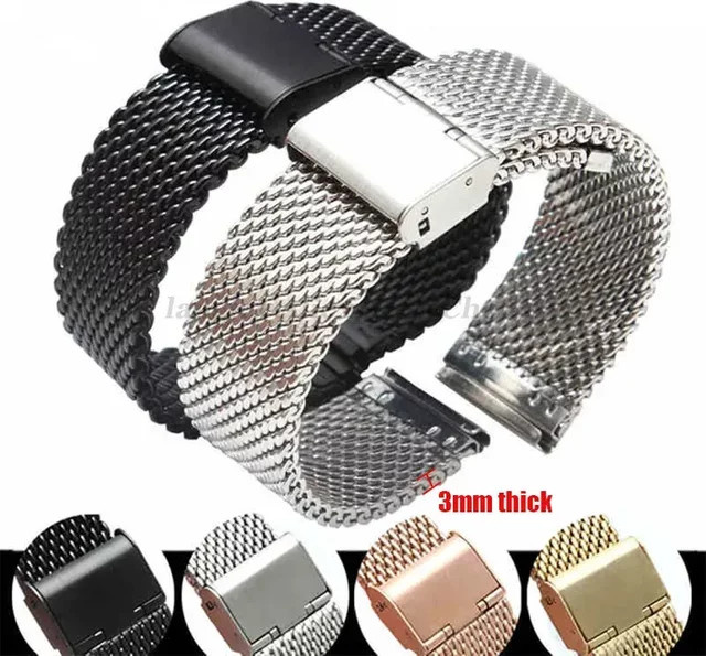 Uhrenarmband Mesh Milanese Edelstahl, Silber, Unisex - Bild 1