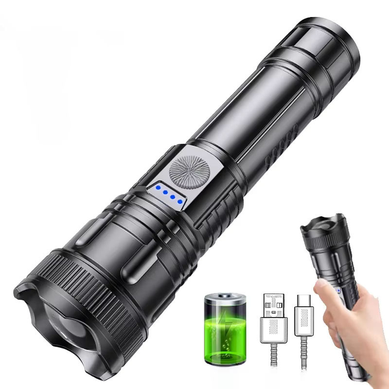 XIWANGFIRE LED Camping Taschenlampe mit 500 Lumen, 3 Lichtmodi, wasserdicht und wiederaufladbar, Schwarz - Bild 6