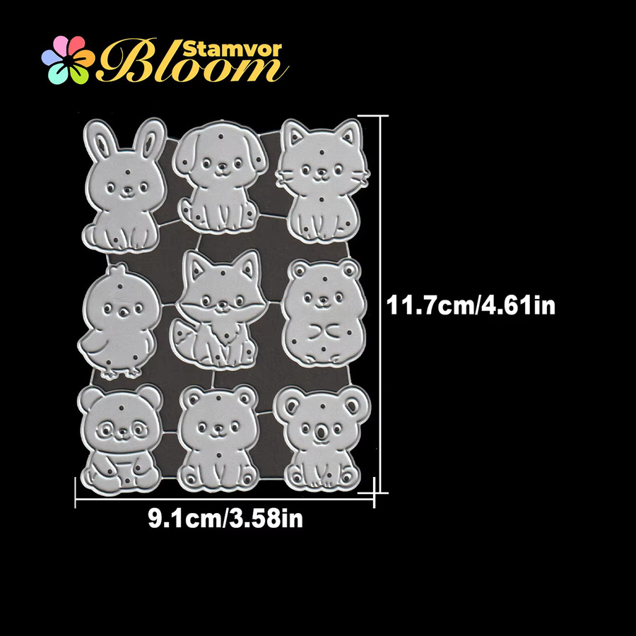 Kawaii Mini Tier Motive Metall Stanzformen für Scrapbooking und Prägung in Silber - Bild 2