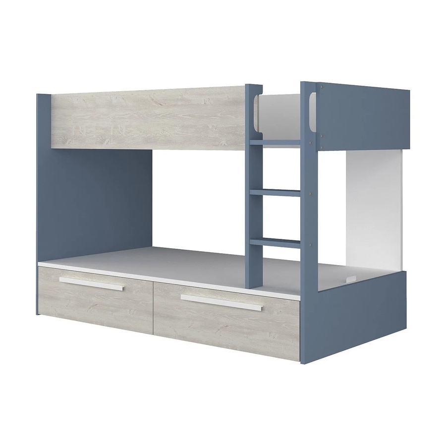 Etagenbett Tinoli von Vente-unique in Blau und Naturfarben mit Schubladen, Höhe: 205,6 cm, Breite: 90 cm, Tiefe: 200 cm - Bild 2