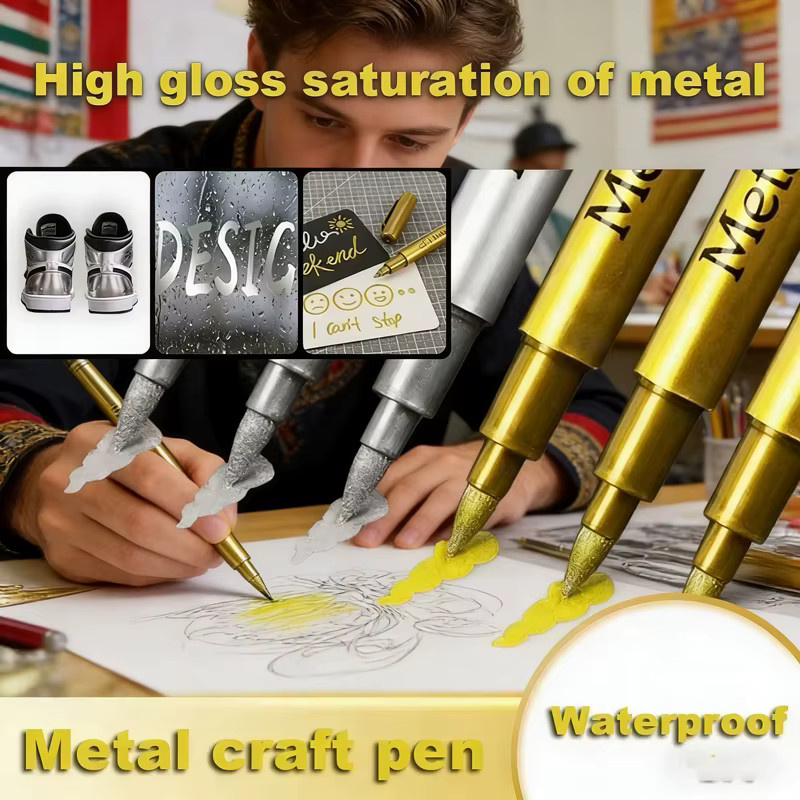 GN 6 Stück Metallic-Farbmarker-Stifte in Gold und Silber, permanente Kunstmarker für Manga, Basteln und Scrapbooking - Bild 3