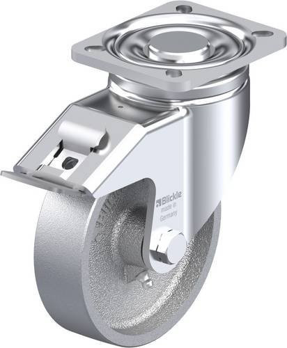 Blickle Lenkrolle LH-G 125G-1-FI mit Feststeller, Rad-Durchmesser: 125 mm, Tragfähigkeit: 450 kg, Farbe: Blau/Silber - Bild 1