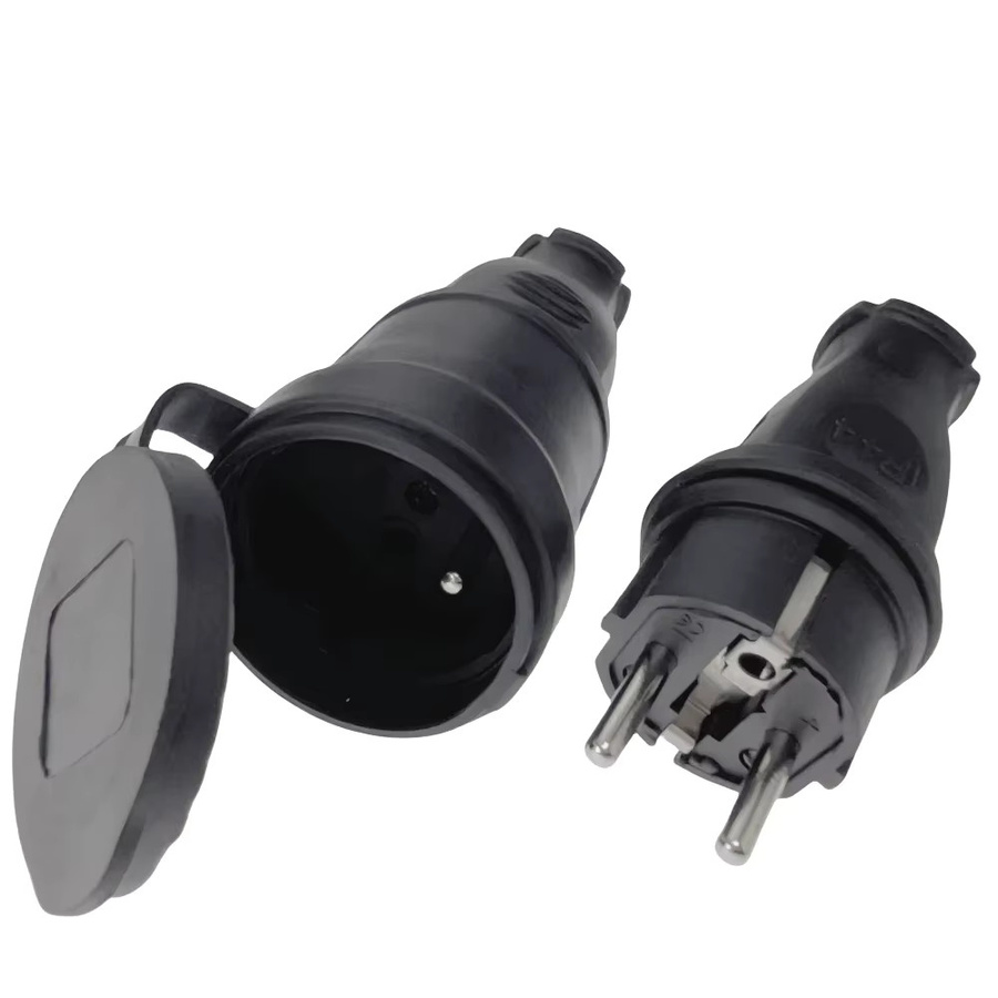 Bolantedz Wasserdichter Schuko Stecker 16A 250V 4000W Elektrischer Männlicher Industriestecker in Schwarz - Bild 3