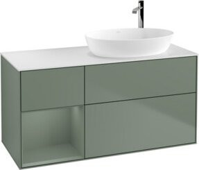 V&B Waschtischunterschrank Finion mit Wandbeleuchtung in Eiche lackiert, Breite: 120 cm, Tiefe: 50,1 cm, Höhe: 50,1 cm - Bild 1