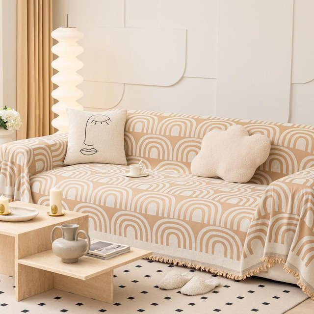 Super Six Rosa Frühlings-Jacquard-Sofa-Überwurf, rutschfester und doppelseitiger Chenille-Kissenbezug, B/T: 180 x 130 cm - Bild 1
