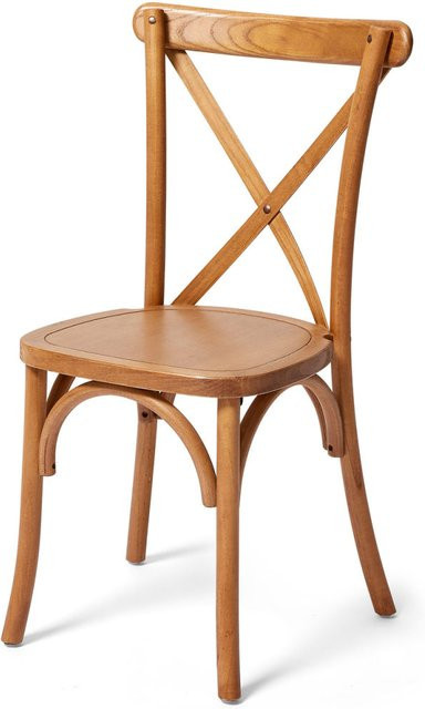 Feros Crossback Stapelstuhl aus Holz in Hellbraun, 7er Pack, B/T/H: 48 x 47 x 88 cm - Bild 1